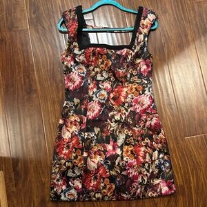 Maeve Square-Neck Patterned Mini Dress